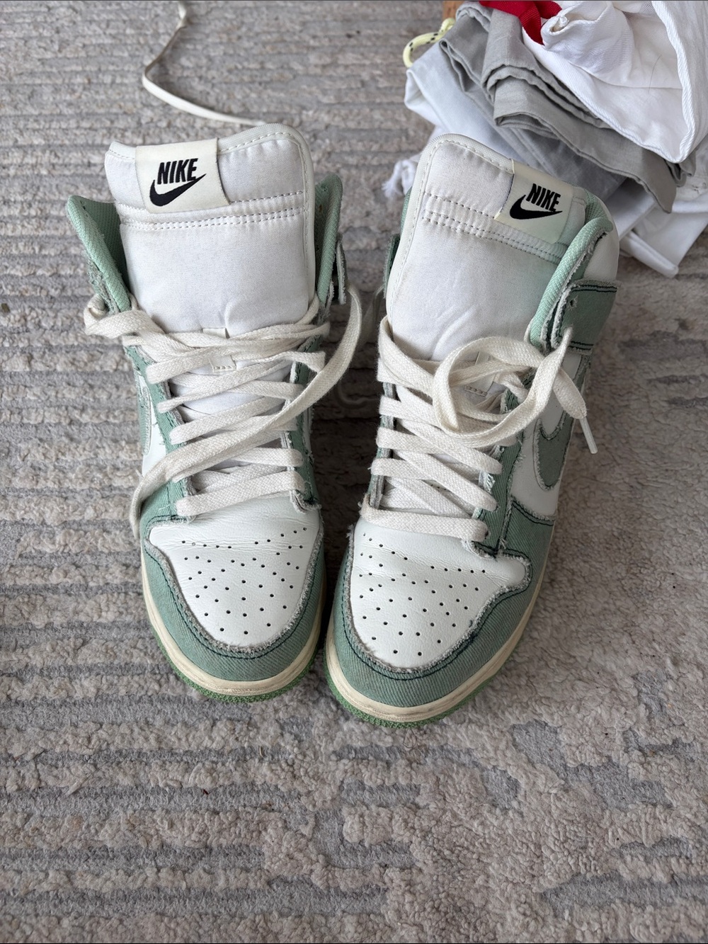 Nike Women’s High-Top Sneakers in White and Sage Green
